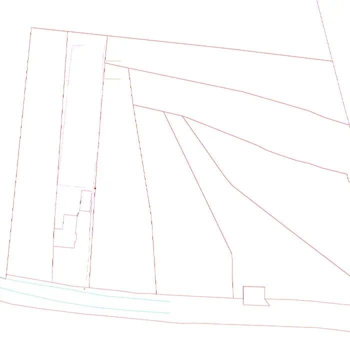 Topographical survey overlaid with Land Registry polygons